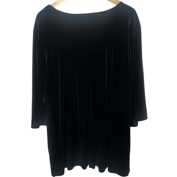 Susan Graver 3X Black Velvet V Neck 3/4 Sleeve Tunic Stretch Essential Holiday - Picture 9 of 9